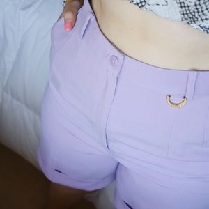 pastel lavender high waisted golf shorts